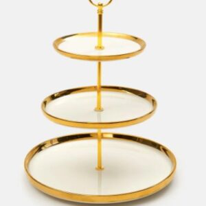 Cake Stand 3-Tier with Gold Rim