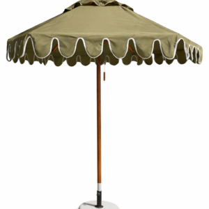 Scalloped Olive Green Patio Umbrella